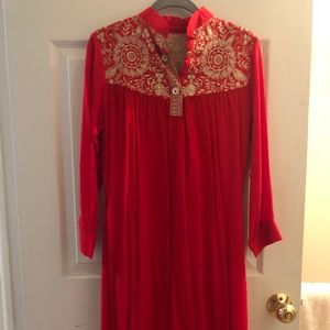 Pakistani Shalwar Kameez Kurta Red and Gold